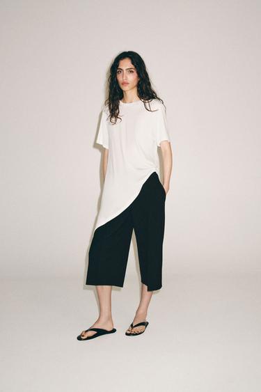 ASYMMETRIC SHORT SLEEVE TOP - White by Zara