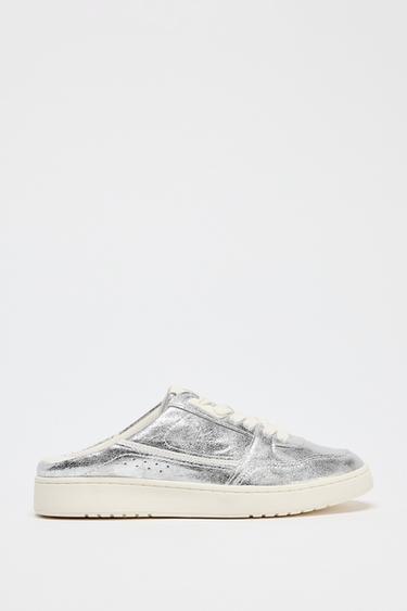 METALLIC EFFECT SLINGBACK TRAINERS - Silver by Zara - Image 0