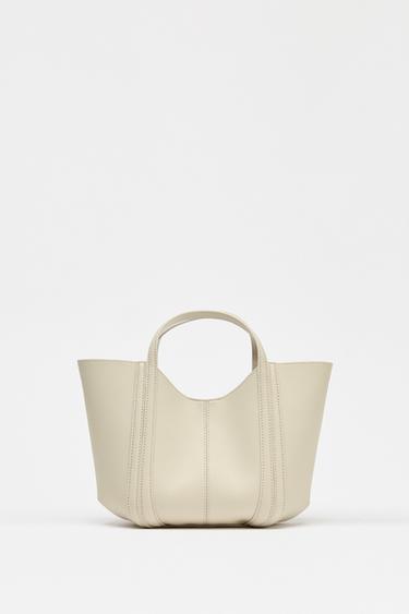 MINI CITY BAG WITH TOPSTITCHING - Ecru by Zara