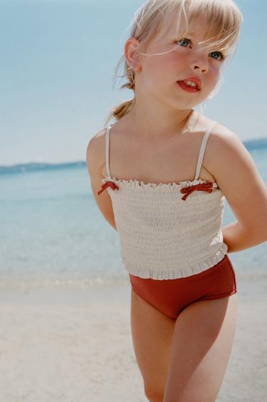 2-6 YEARS/ SWIMSUIT WITH ELASTIC AND BOWS - Terracotta by Zara