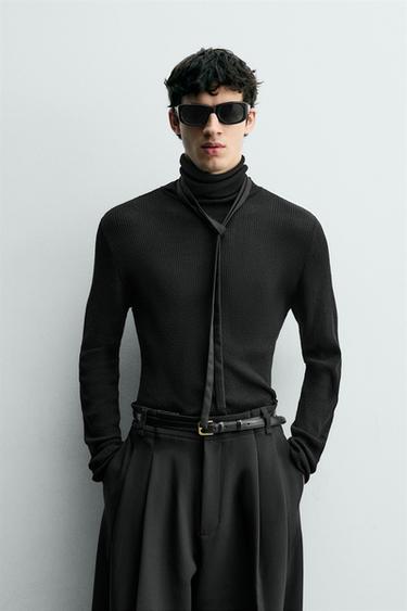 LIGHTWEIGHT RIBBED JUMPER - Black by Zara