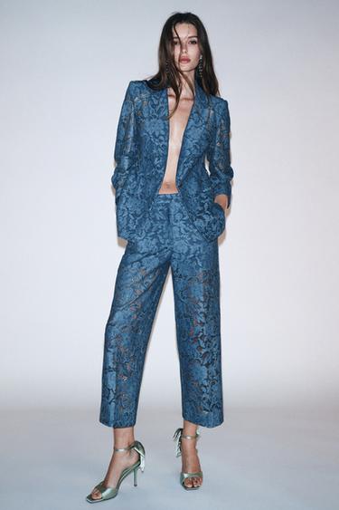LACE BLAZER AND TROUSERS SUIT - Pink marl by Zara - Image 0