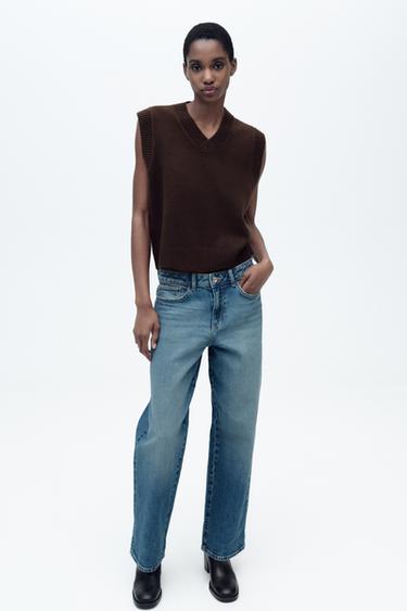 PLAIN KNIT SLEEVELESS JUMPER - Dark brown by Zara