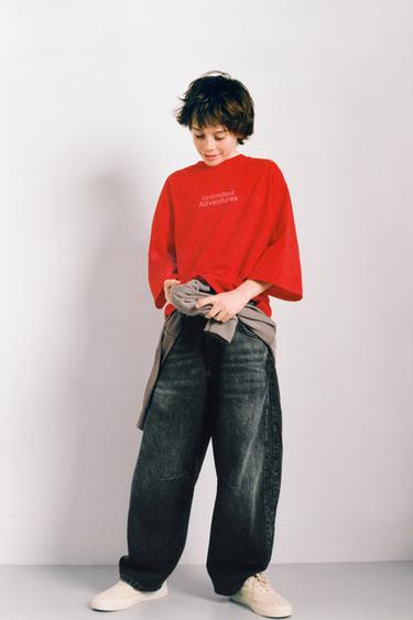 SLOGAN T-SHIRT - Red by Zara