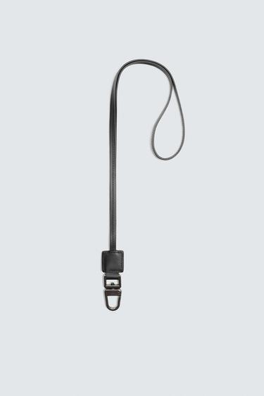 LEATHER PENDANT KEYRING - Black by Zara - Image 0