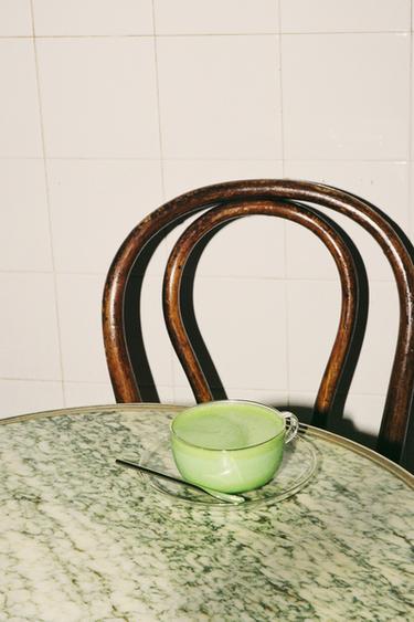 BOROSILICATE GLASS TEACUP AND SAUCER WITH SILVER RIM - Silver by Zara