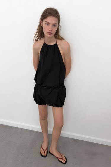 HALTER BALLOON DRESS - Black by Zara