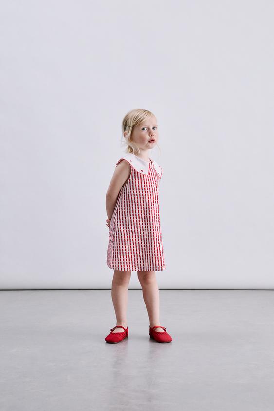 STRIPED DRESS WITH EMBROIDERED COLLAR - Strawberry by Zara - Image 0