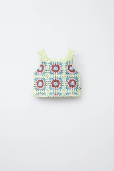 CROCHET KNIT TOP - Fluorescent lime by Zara - Image 0