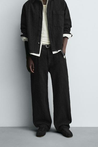 RELAXED FIT JEANS TEXTURE - Black by Zara