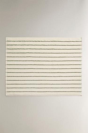 COLOURED STRIPE BATH MAT - mid khaki by Zara