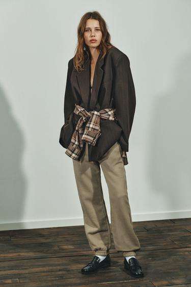 OVERSIZE PINSTRIPE BLAZER - Brown by Zara