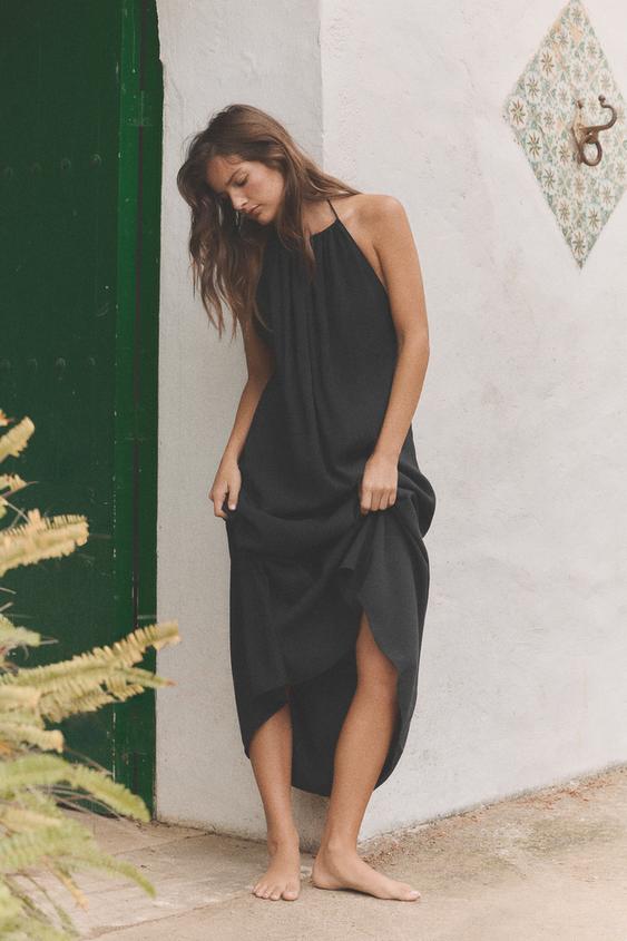 FLOWING HALTER DRESS - Black by Zara - Image 0