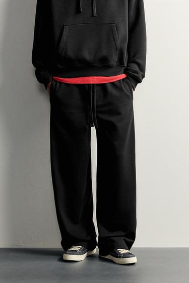 BASIC STRAIGHT-LEG JOGGERS - Black by Zara