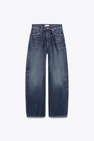 TRF STRAIGHT WIDE HIGH-WAIST JEANS - Navy blue by Zara