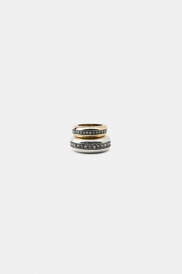 PACK OF 2 COMBINED LITTLE FINGER RINGS WITH SPARKLES - Golden by Zara