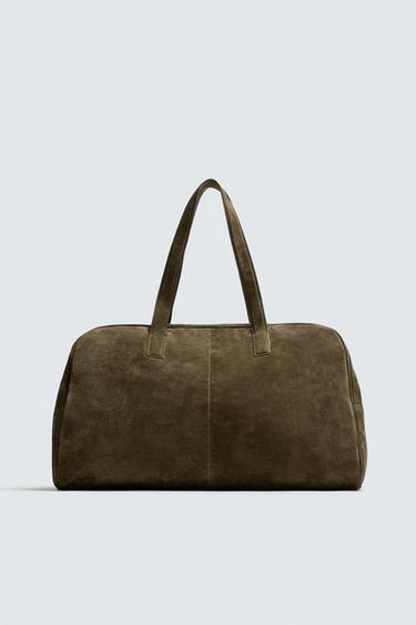 M LEATHER TRAVEL BAG - Khaki Green by Zara