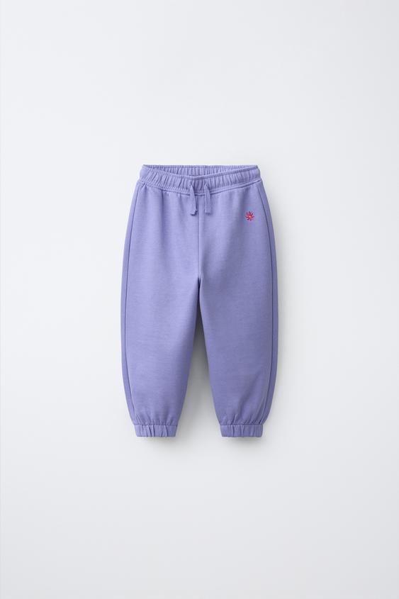 DAISY EMBROIDERED PLUSH TROUSERS - Blue / Lavender by Zara - Image 0