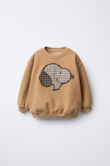 SNOOPY PEANUTS™ PATCH SWEATSHIRT - camel by Zara - Image 0