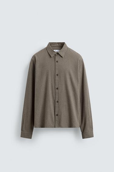 TEXTURED CHECK SHIRT - Beige by Zara