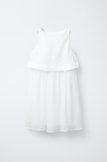 LINEN DOUBLE LAYER DRESS - Ecru by Zara