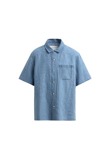 RELAXED FIT 100% INDIGO LINEN SHIRT - Indigo by Zara