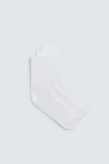BASIC RIB SOCKS 3-PACK - White by Zara