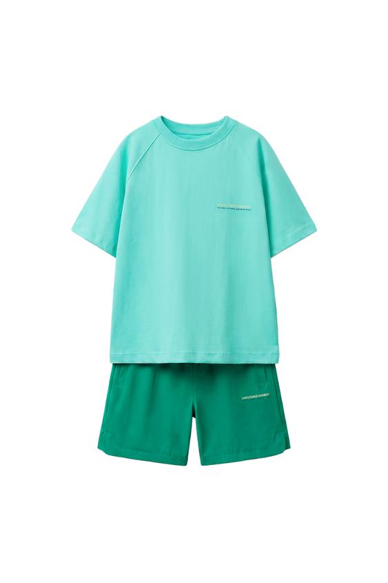 TECHNICAL T-SHIRT AND BERMUDA SHORTS SET - Green by Zara - Image 0