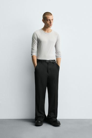 STRAIGHT-LEG TROUSERS WITH VENTS - Black by Zara - Image 0