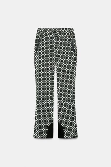 FLARE WATER-RESISTANT WINDPROOF TROUSERS WITH RECCO® TECHNOLOGY SKI COLLECTION - Green / Ecru by Zara
