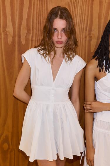 POPLIN MINI DRESS - White by Zara