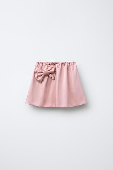 SATIN BERMUDA SKORT WITH BOW - Pink by Zara
