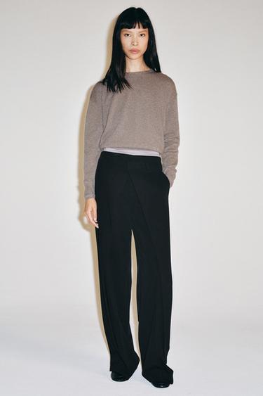 ZW COLLECTION TROUSERS WITH FRONT PLEATS - Black by Zara