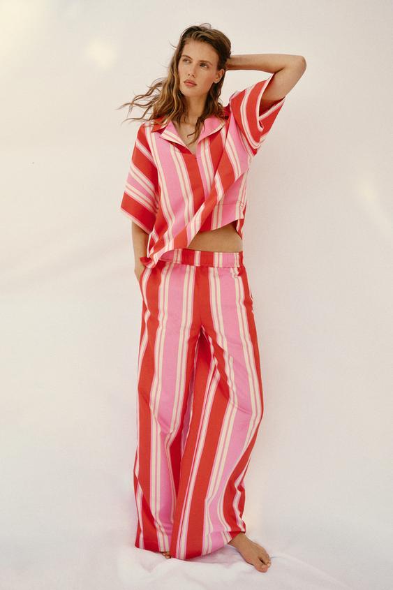 STRIPED WIDE-LEG TROUSERS - Multicoloured by Zara - Image 0