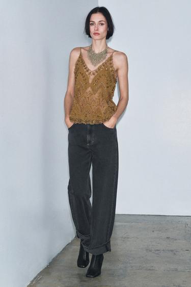 ZW COLLECTION BAGGY MID-WAIST JEANS - Black by Zara