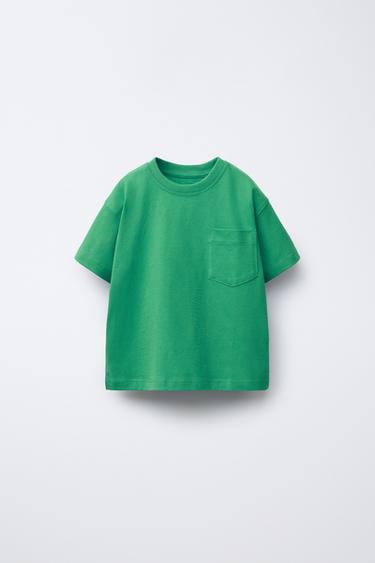 PLAIN T-SHIRT WITH POCKET - Green by Zara - Image 0