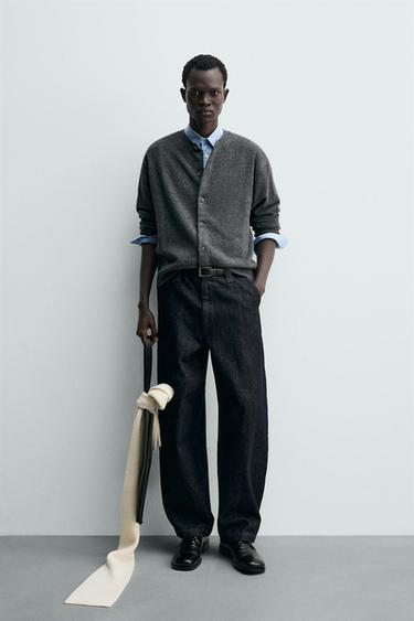 RELAXED FIT WOOL BLEND CARDIGAN - Grey by Zara - Image 0