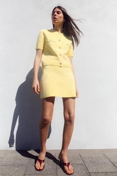 KNIT MINI SKIRT - Yellow by Zara