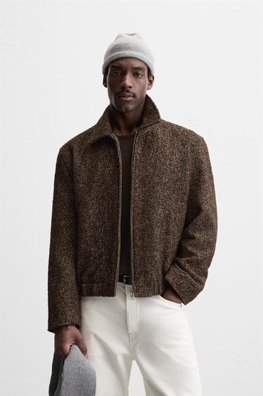 HOUNDSTOOTH TEXTURED JACKET - Brown by Zara
