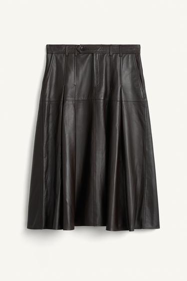 LTHR MD SKRT - Chocolate by Zara