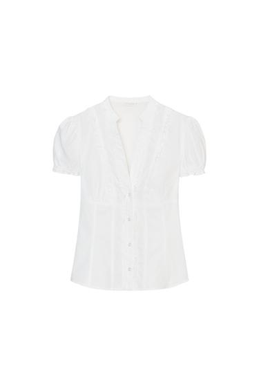 POPLIN SHIRT WITH RUFFLES - White by Zara