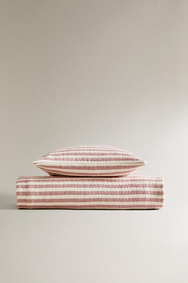 CHILDREN'S STRIPED MUSLIN BEDSPREAD - Reddish by Zara - Image 0