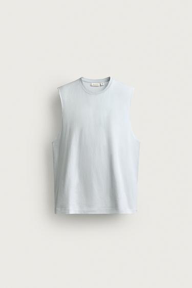 LIGHTWEIGHT RELAXED FIT TANK TOP - Light sky blue by Zara