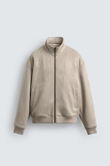 FAUX SUEDE QUILTED JACKET - Light grey by Zara