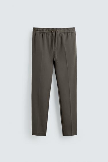COMFORT FIT JOGGER WAIST TROUSERS - Mid-green by Zara