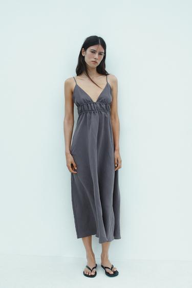 FLOWING MIDI DRESS - Charcoal grey by Zara