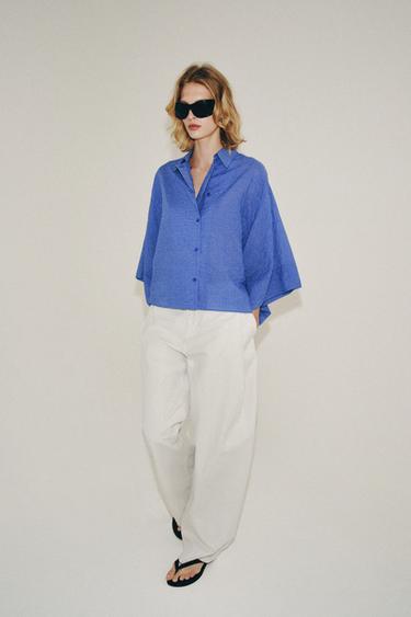 ZW COLLECTION CHECK SHIRT - Blue by Zara