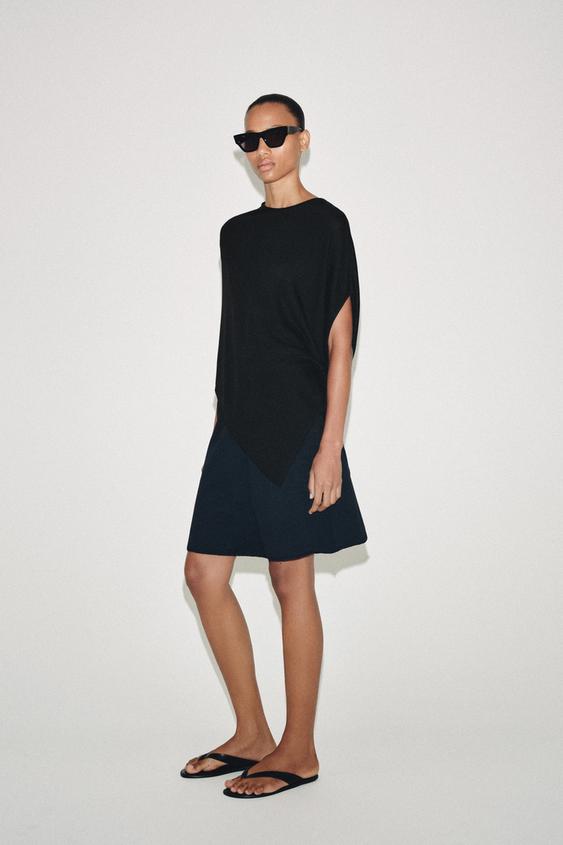 ASYMMETRIC KNIT TOP - Black by Zara - Image 0