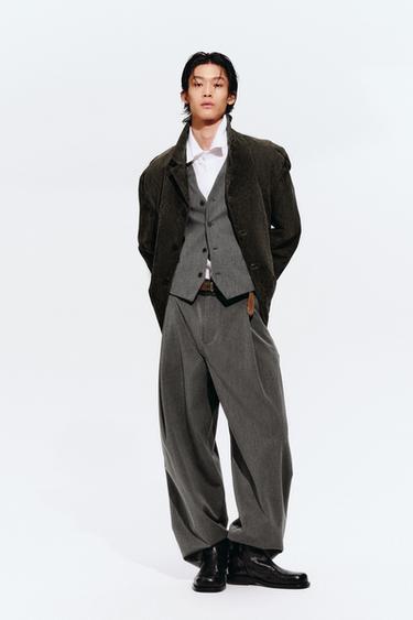 BALLOON FIT TROUSERS WITH PLEATS AND BELT - Grey by Zara