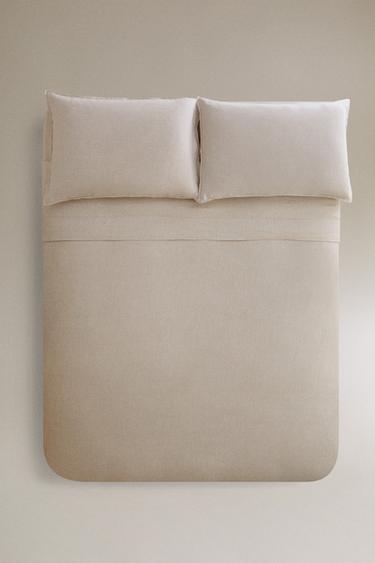 WASHED LINEN DUVET COVER (160 GxM²) - Light beige by Zara